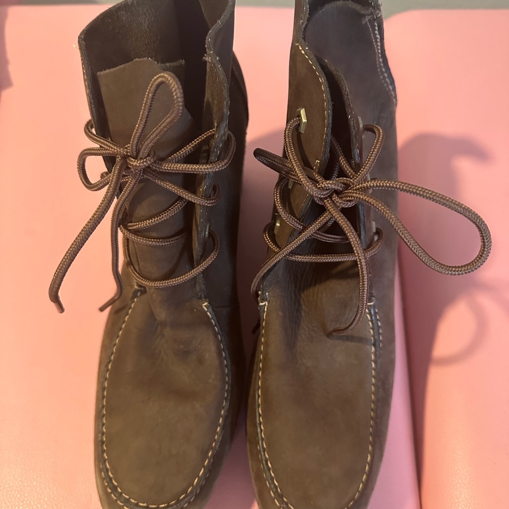 Timberland Brown Leather Lace-Up monogram wallaby Ankle Boots
